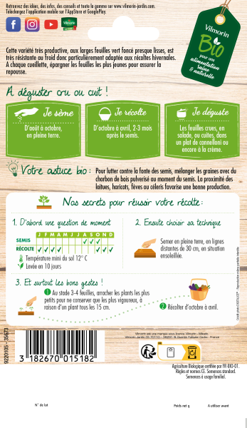 Potagères - Epinard Géant d'Hiver - BIO - Grand Modèle - MEDIA_PACKAGING_VERSO
